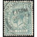 Great Britain 1912-24 KGV Defin 9d turquoise-blue and deep turq-blue vfu SG 394-394a. Cat £50 (2022)