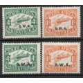 South West Africa 1930 Airmail 2nd and 3rd printing sets of 2 mm. SACC 97-100. Cat R270 (2023-25)
