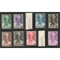 Belgium 1935 Queen Astrid Mourning Stamp and Anti TB Fund set of 8 mm. SG 713-720. Cat £9 (2013)