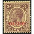 Jamaica 1919 War stamp 3d pale purple/buff heavy mounted mint. SG 77b. Cat £8 (2022)