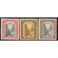 Bahamas 1911 Definitive 1d and 2 x 3d mounted mint. SG 75a, 76 and 77. Cat £16,25 (2022)