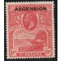 Ascension 1922 St Helena optd `ASCENSION` 1½d rose-scarlet lmm. SG 3. Cat £17 (2022)