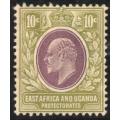 East Africa and Uganda 1907-08 KEVII 10c lilac and pale olive mtd mint. SG 37. Cat £13 (2022)