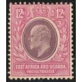 East Africa and Uganda 1907-08 KEVII 12c dull and bright purple mounted mint. SG 38. Cat £15 (2022)