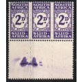 South Africa 1943-44 Postage Due 2d unit umm with interesting smudge in margin. SACC 31a. Cat R340.