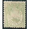 Fiji 1892-93 2d green perf 11 x 10 mounted mint. SG 83. Cat £35 (2022)