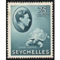 Seychelles 1938-49 KGVI definitive 75c blue mounted mint. SG 145. Cat £85 (2022)