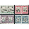 South Africa 1933-36 Voortrekker Memorial Fund set of 4 pairs lightly mounted mint SG 50-53. Cat £17