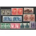 South Africa 1941-46 Large War set of 7 units plus 2 singles mounted mint. SG 88-96. Cat £55 (2022)