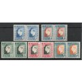 South Africa 1937 Coronation set of 5 pairs unmounted mint (var on 3d) SACC 70-4. Cat R100 (2019-20)