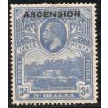 Ascension 1922 KGV St Helena overprint 3d blue lmm. SG 5. Cat £13 (2022)