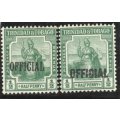 Trinidad and Tobago 1914-17 Official stamps ½d green x 2 mounted mint SG O13, O15. Cat £13,50 (2022)