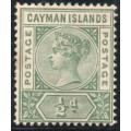 Caymon Islands 1900 QV ½d pale green heavy mounted mint. SG 1a. Cat £13 (2022)