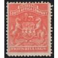 Rhodesia  BSA Company 1892 Defin 2/- vermillion very fine mounted mint. SACC 5. Cat R2000 (2023-25)