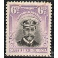 Southern Rhodesia 1924 Admiral definitive 6d black and mauve lmm. SG 7. Cat £7 (2022)