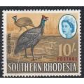 Southern Rhodesia 1964 QEII Definitive 10/- Guineafowl mounted mint. SACC 106. Cat R400 (2023-25)