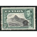 Ceylon 1938 KGVI Definitive 3c perf 13 x 11½ lightly mounted mint. SG 387. Cat £12 (2022)