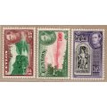 Ceylon 1938 KGVI Definitive 3 stamps 15c, 30c & R2 mounted mint. SG 390, 393 & 396b. Cat £19 (2022)