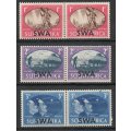 South West Africa 1945 Victory set of 3 pairs mounted mint. SACC 159-161. Cat R46 (2023-25)