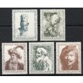 Netherlands 1956 Rembrandt 350th Birth Anniv set of 5 mint no gum. SG 826-830. Cat £57,50 (2012)