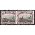 South Africa 1927 London Pictorial 2d pair lightly mounted mint. SACC 33. Cat R300 (2023-25)