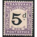 Transvaal 1907 Postage Due 5d unmounted mint. SACC 5. Cat R150. (2023-25)