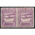 South Africa 1925 1st Airmail Issue 6d mauve horiz pair mounted mint. SACC 27. Cat R400. (2023-25)