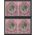 South Africa 1913 KGV 2 x 6d pairs different shades upright wmk mm. SACC 10. Cat R240. (2023-25)