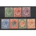 South Africa 1913 KGV ½d, 1½d - 4d & 1/- mint. SACC 2, 4e, 5, 6, 7 9 & 11. Cat R300. (2023-25)