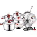 Royalty Line Colourful Knob 16-Piece Stainless Steel Cookware Set