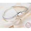 S925 Sterling Silver Snake Chain Bracelet with Barrel Clasp, size 20