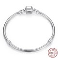 S925 Sterling Silver Snake Chain Bracelet with Barrel Clasp, size 19