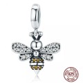 S925 Sterling Silver Dangling Bumble Bee Charm fits Pandora Snake Chain Bracelet