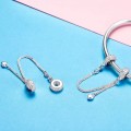 Sterling Silver Dangling Heart Safety Chain fits Pandora Bracelets