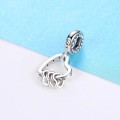 S295 Dangling Heart with Three Hearts Charm fits Pandora Snake Chain Bracelet