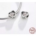 S925 Pet's Paw Heart Shaped Charm fits Pandora Snake Chain Bracelet