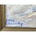 Small painting. Signed and framed. Enid Gregory. Oil in bord.