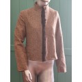 maje Paris Brown Tweed Jacket with fur detail