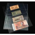 10 x Stamp Banknote Sleeve A4 Clear 4 Pocket Album Binder Page