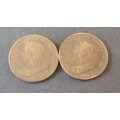Coin Great Britain Half Pennies Queen Vic x2