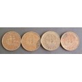 Coin SA penny x 4 Queen Elizabeth 2 used