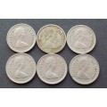 Coin Rhodesia 1968 3D x 6 EF