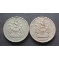 Coin Rhodesia and Nyasaland Half Crown x 2 fine