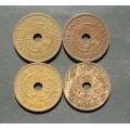 Coin Rhodesia + Nyasaland[Malawi] 1 Penny x 4 VF