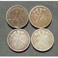 Coin Southern Rhodesia 6D x 4 fine