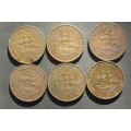 Coin-Union of SA-1 penny x 6 fine/VF