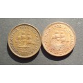 Coin-Union of SA-Half penny x 2 fine/VF