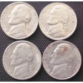 Coin x 4 - Usa - 5 Cent[nickel] - VF