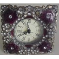 Travel Clock - Jewelled - Not Running - With Magnetized Back Piece