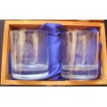 Wiskey Glasses x 2 - VW - In Wooden Box - Gift Set